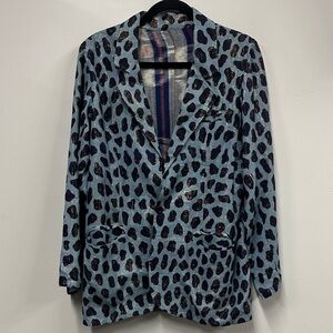 Leopard Print Blazer in Blue and Black rainbow metallic M